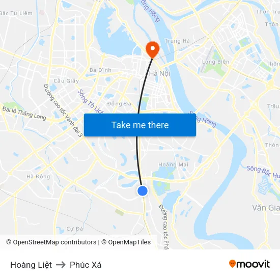 Hoàng Liệt to Phúc Xá map