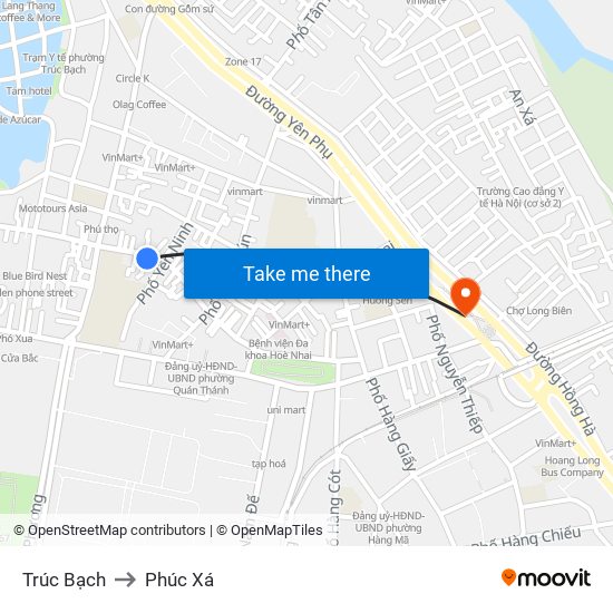 Trúc Bạch to Phúc Xá map