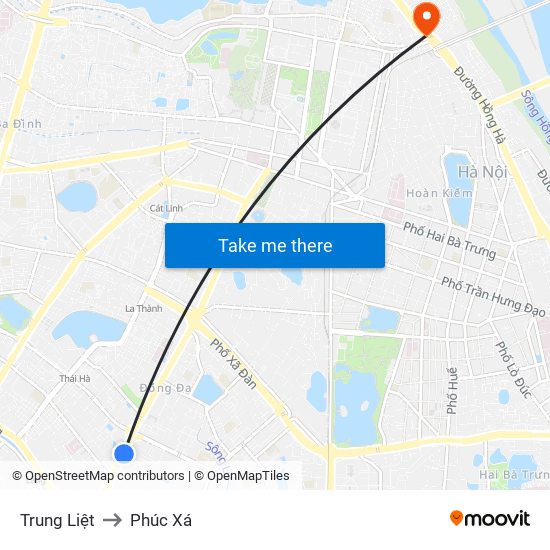 Trung Liệt to Phúc Xá map