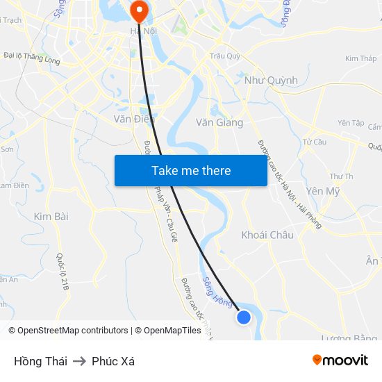 Hồng Thái to Phúc Xá map