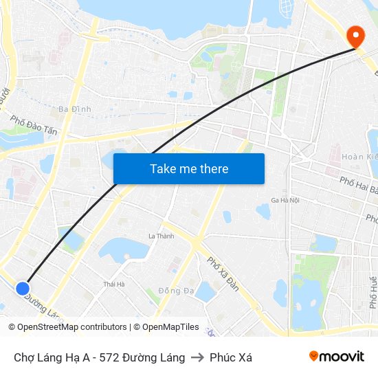 Chợ Láng Hạ A - 572 Đường Láng to Phúc Xá map