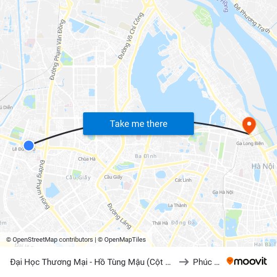 Đại Học Thương Mại - Hồ Tùng Mậu (Cột Sau) to Phúc Xá map