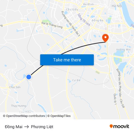 Đồng Mai to Phương Liệt map