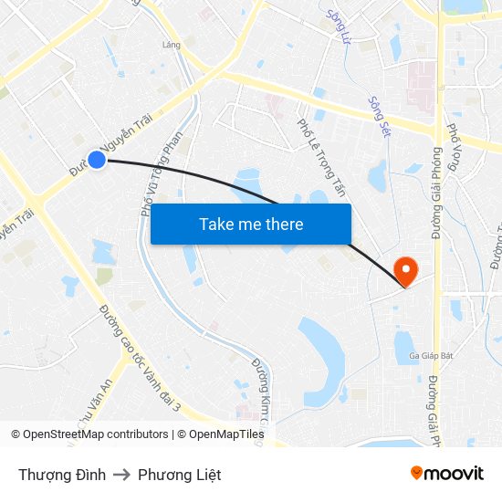 Thượng Đình to Phương Liệt map