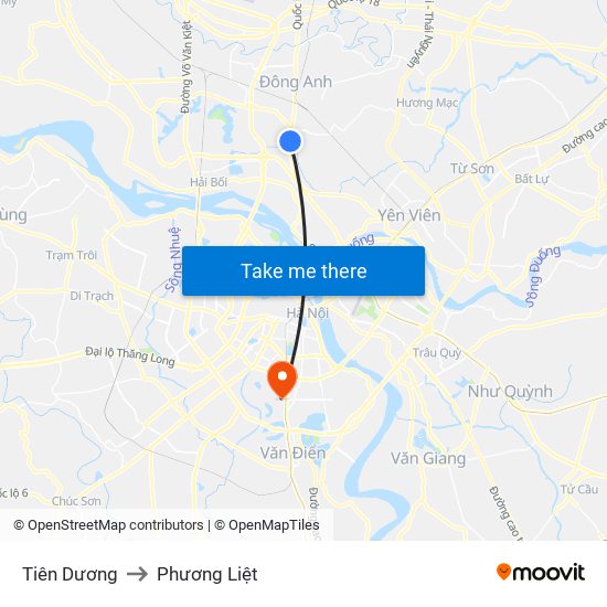 Tiên Dương to Phương Liệt map