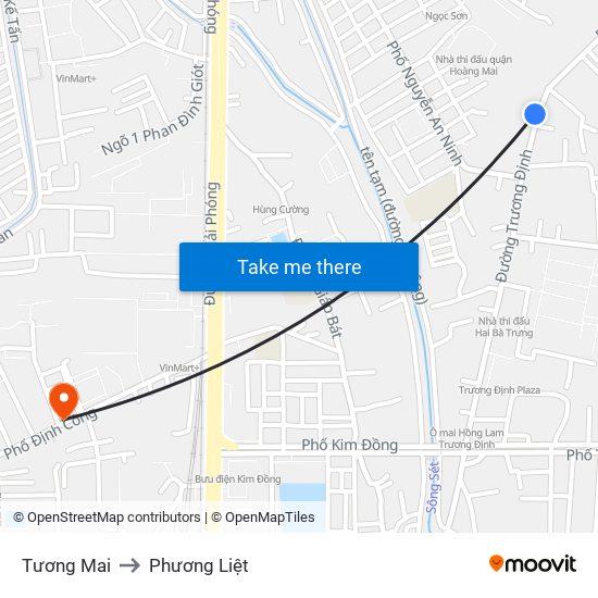 Tương Mai to Phương Liệt map