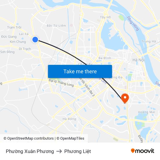 Phường Xuân Phương to Phương Liệt map