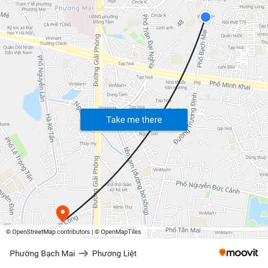 Phường Bạch Mai to Phương Liệt map