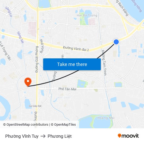 Phường Vĩnh Tuy to Phương Liệt map