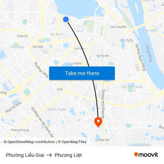 Phường Liễu Giai to Phương Liệt map