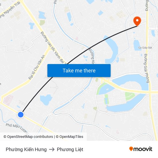 Phường Kiến Hưng to Phương Liệt map