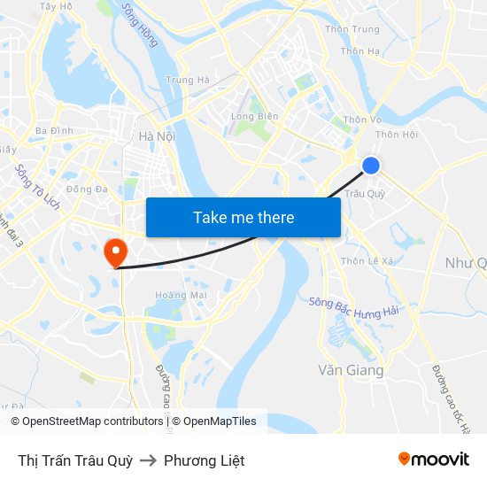 Thị Trấn Trâu Quỳ to Phương Liệt map