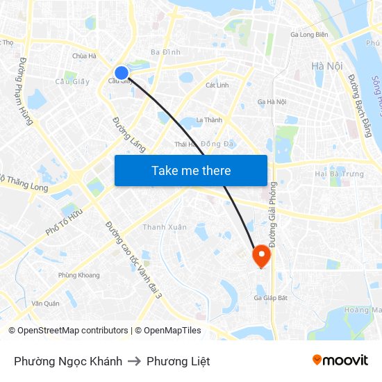 Phường Ngọc Khánh to Phương Liệt map