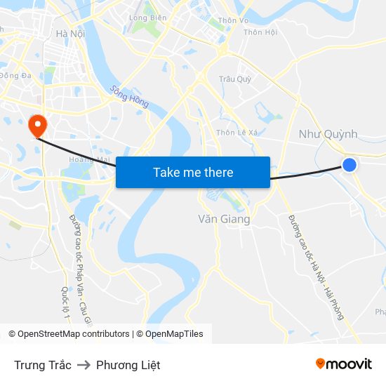 Trưng Trắc to Phương Liệt map