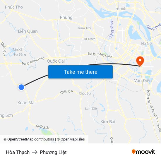 Hòa Thạch to Phương Liệt map