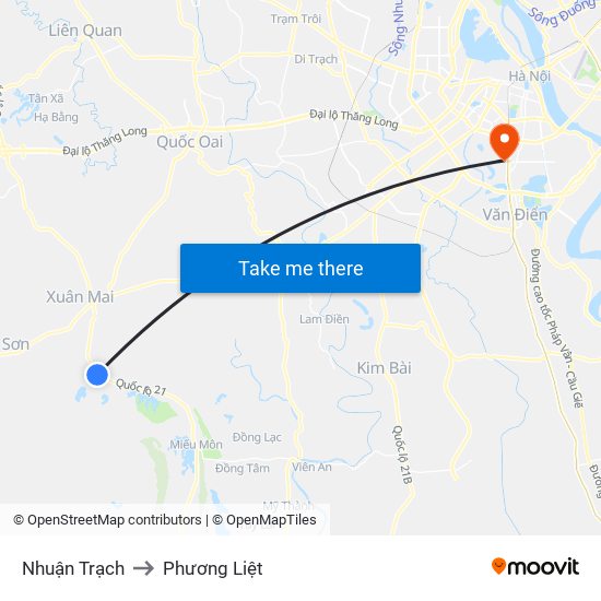 Nhuận Trạch to Phương Liệt map