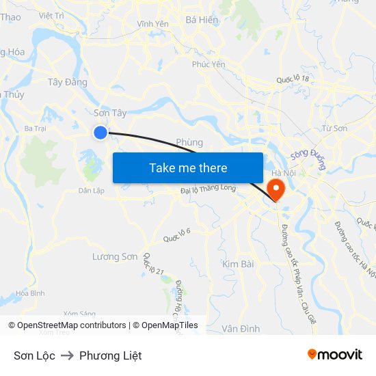 Sơn Lộc to Phương Liệt map