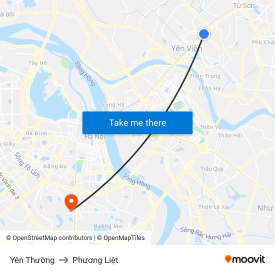 Yên Thường to Phương Liệt map