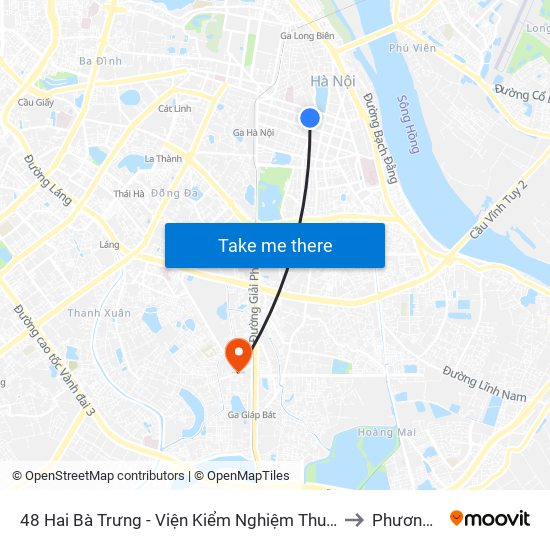 48 Hai Bà Trưng - Viện Kiểm Nghiệm Thuốc Trung Ương to Phương Liệt map