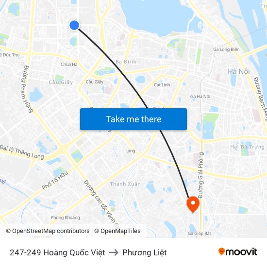 247-249 Hoàng Quốc Việt to Phương Liệt map