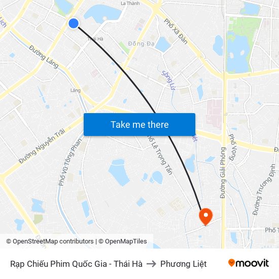 Rạp Chiếu Phim Quốc Gia - Thái Hà to Phương Liệt map