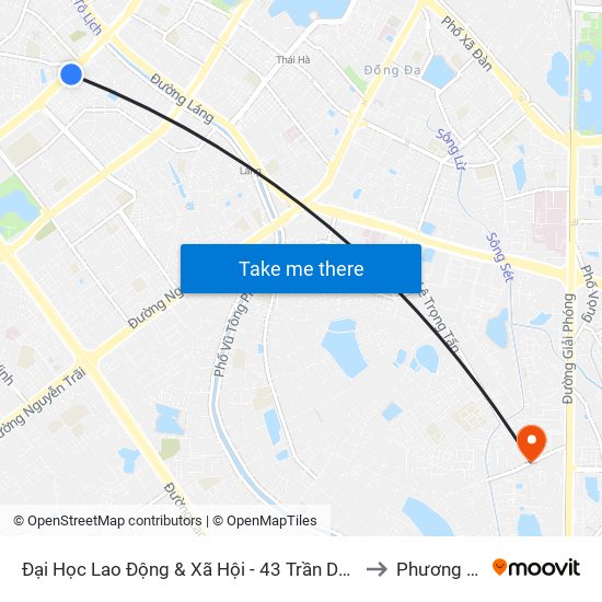 Đại Học Lao Động & Xã Hội - 43 Trần Duy Hưng to Phương Liệt map