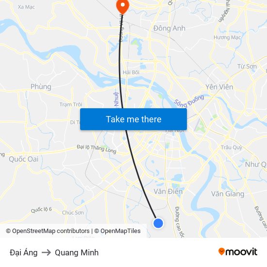 Đại Áng to Quang Minh map