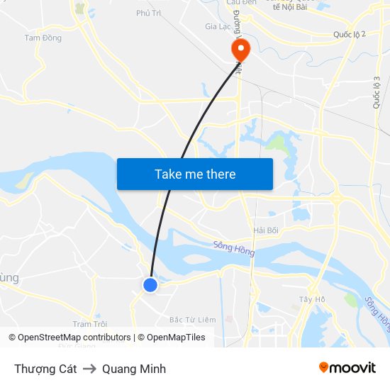 Thượng Cát to Quang Minh map