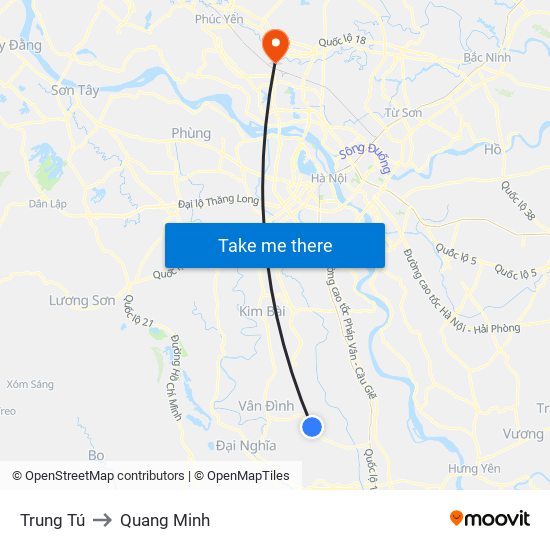 Trung Tú to Quang Minh map