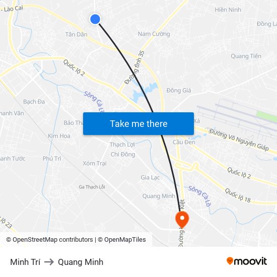 Minh Trí to Quang Minh map
