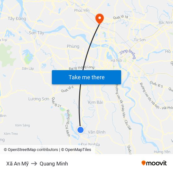 Xã An Mỹ to Quang Minh map