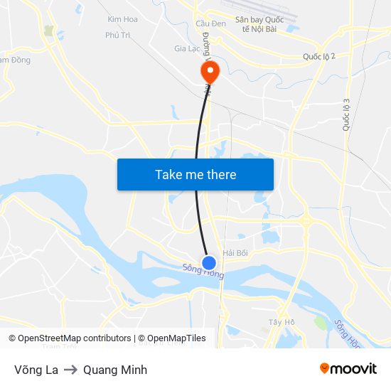 Võng La to Quang Minh map