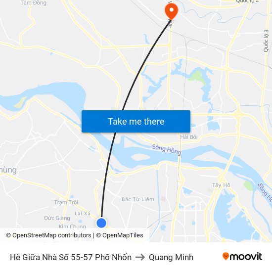 Hè Giữa Nhà Số 55-57 Phố Nhổn to Quang Minh map