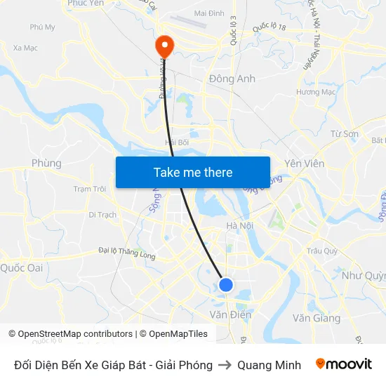 Đối Diện Bến Xe Giáp Bát - Giải Phóng-Cột 2 to Quang Minh map