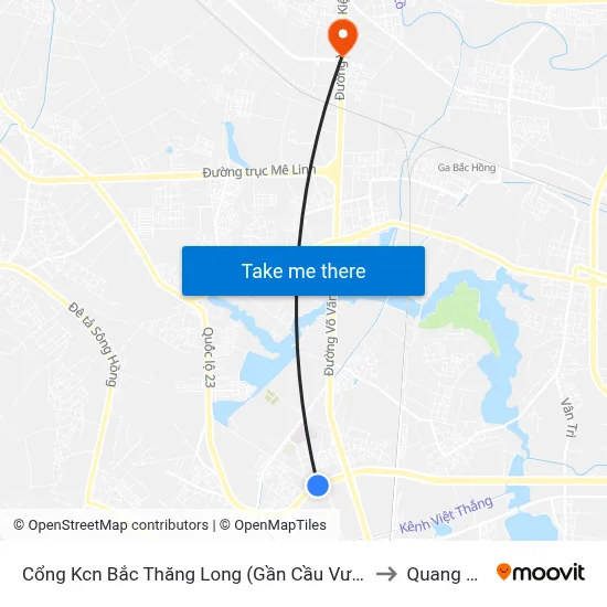 Cổng Kcn Bắc Thăng Long (Gần Cầu Vượt Bộ Hành) to Quang Minh map