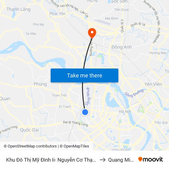 Khu Đô Thị Mỹ Đình Ii- Nguyễn Cơ Thạch to Quang Minh map