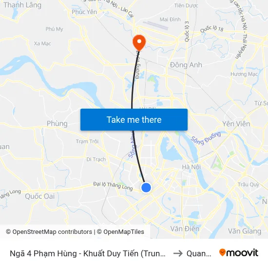 Ngã 4 Phạm Hùng - Khuất Duy Tiến (Trung Tâm Hội Nghị Quốc Gia) to Quang Minh map