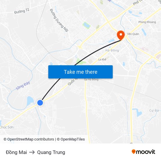 Đồng Mai to Quang Trung map