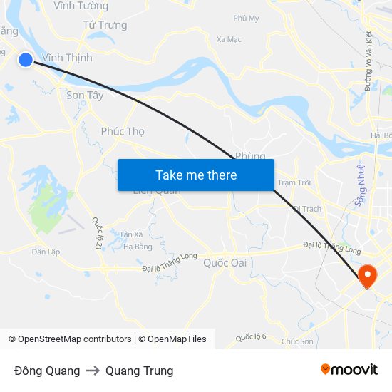Đông Quang to Quang Trung map