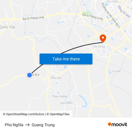 Phú Nghĩa to Quang Trung map