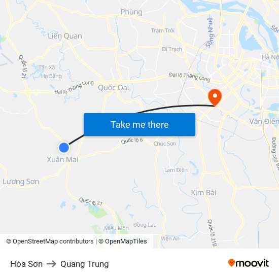 Hòa Sơn to Quang Trung map