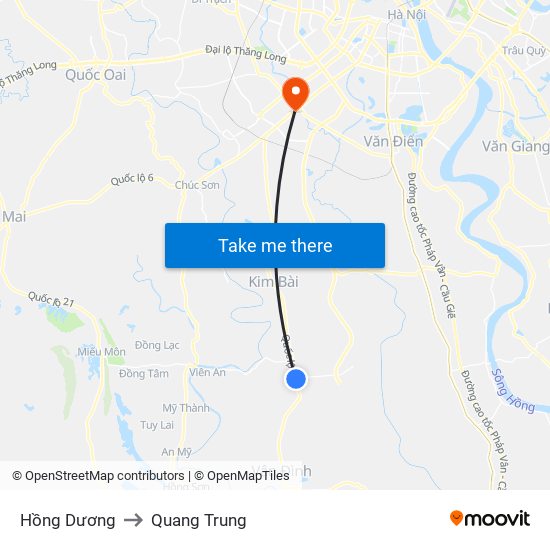 Hồng Dương to Quang Trung map
