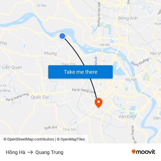 Hồng Hà to Quang Trung map