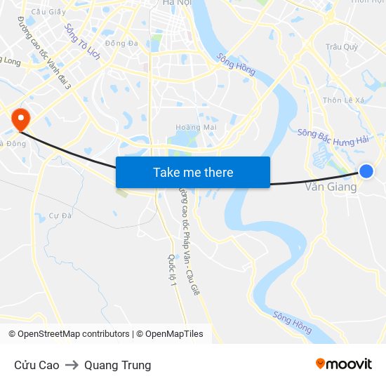 Cửu Cao to Quang Trung map