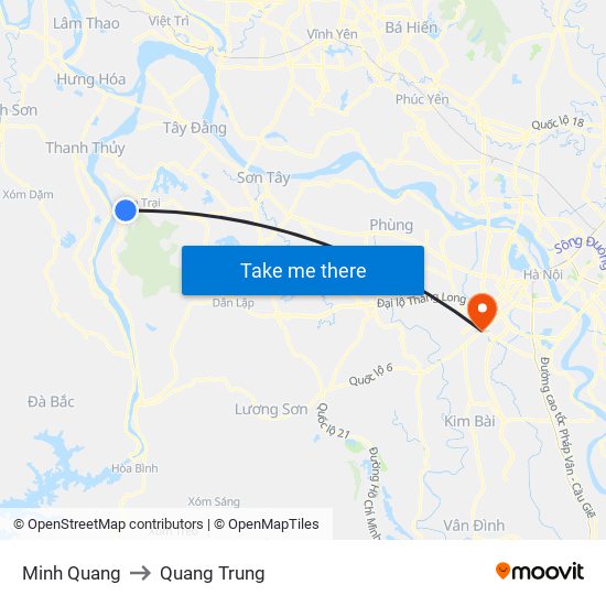 Minh Quang to Quang Trung map