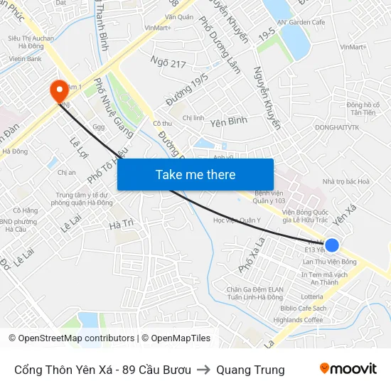 Cổng Thôn Yên Xá - 89 Cầu Bươu to Quang Trung map