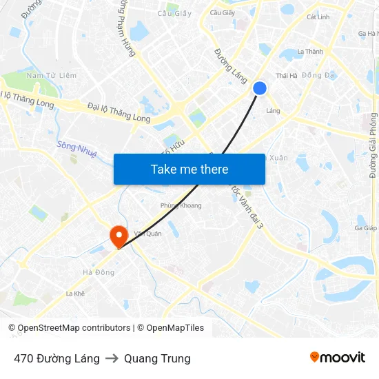 470 Đường Láng to Quang Trung map
