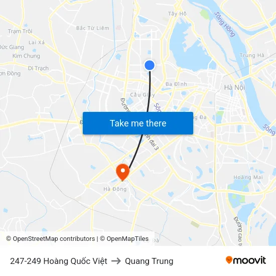 247-249 Hoàng Quốc Việt to Quang Trung map