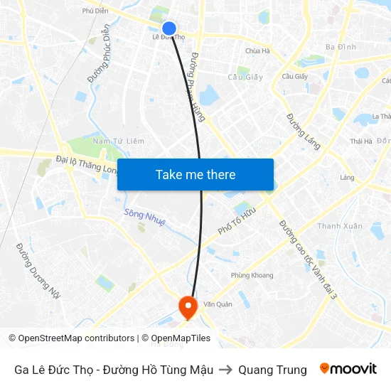 Ga Lê Đức Thọ - Đường Hồ Tùng Mậu to Quang Trung map