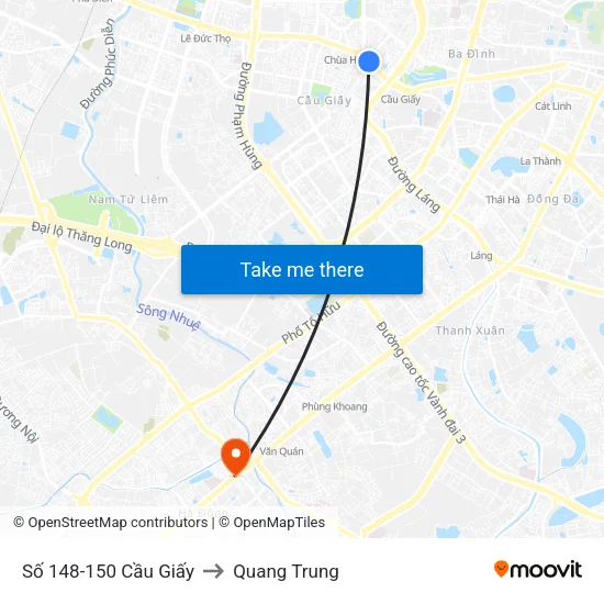 Số 148-150 Cầu Giấy to Quang Trung map